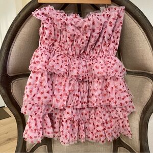 Strapless Pink Ruffle Dress